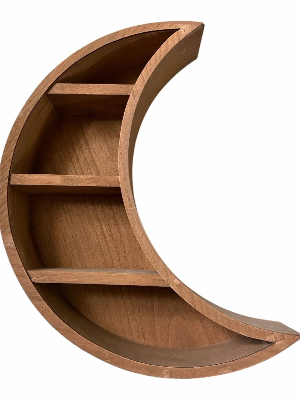 Moon-Shaped Wooden Wall Shelf - Brown